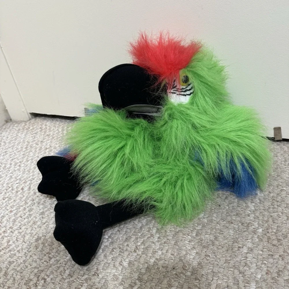 The Puppet Company Parrot Macaw Bird Hand Puppet Blue Yellow Squeaks NWT